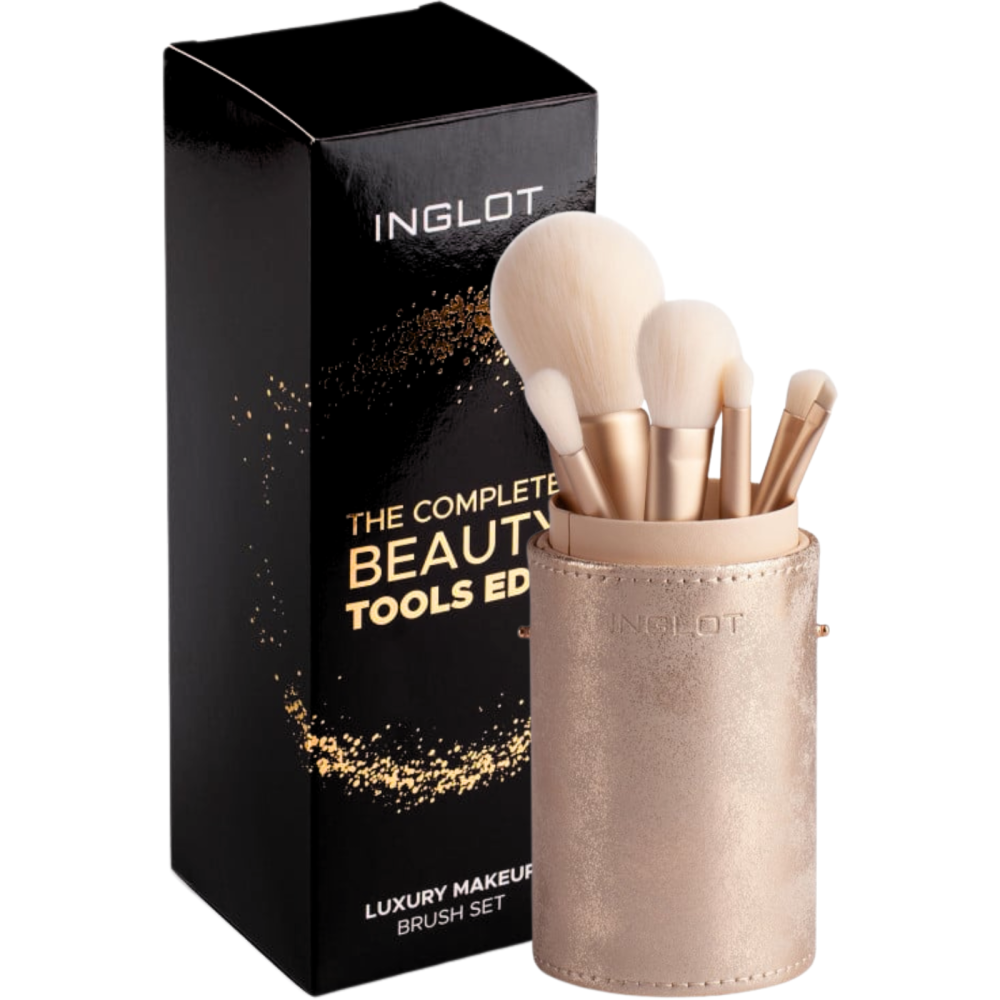 Zestaw 6 Pędzli do Makijażu w Złotej Tubie Inglot The Complete Beauty Tools